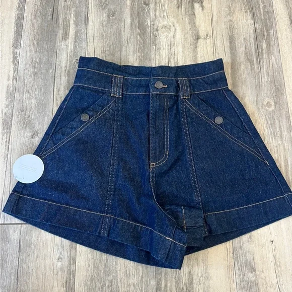 Shona Joy Rita High Waisted Flare Short and Rita Pullover Top Denim Indigo - Picture 12 of 15